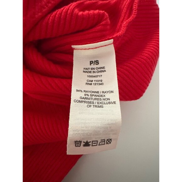 Garage Red Ribbed Bodysuit With Button Front Closure P/S - Picture 7 of 7